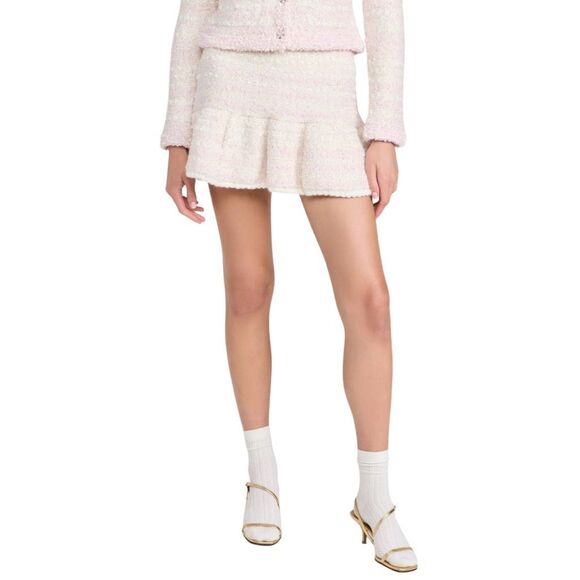 NWT LOVESHACKFANCY Velman Vanilla Blush Boucle Knit Mini Skirt - Picture 1 of 9